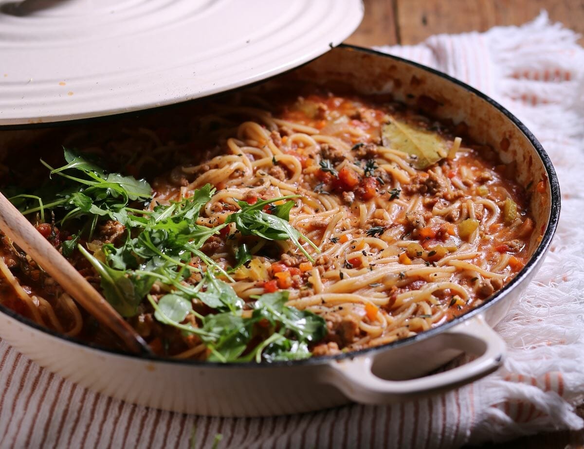 One Pot Spaghetti with Pork Bolognese Recipe | Abel & Cole