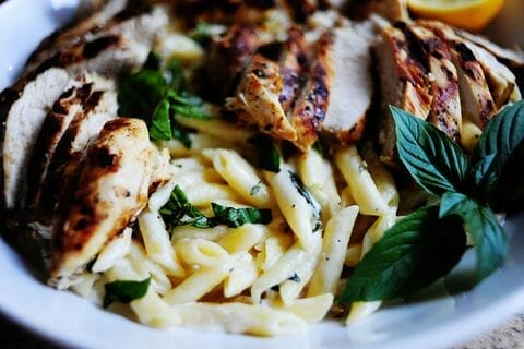 Grilled Chicken with Lemon Basil Pasta