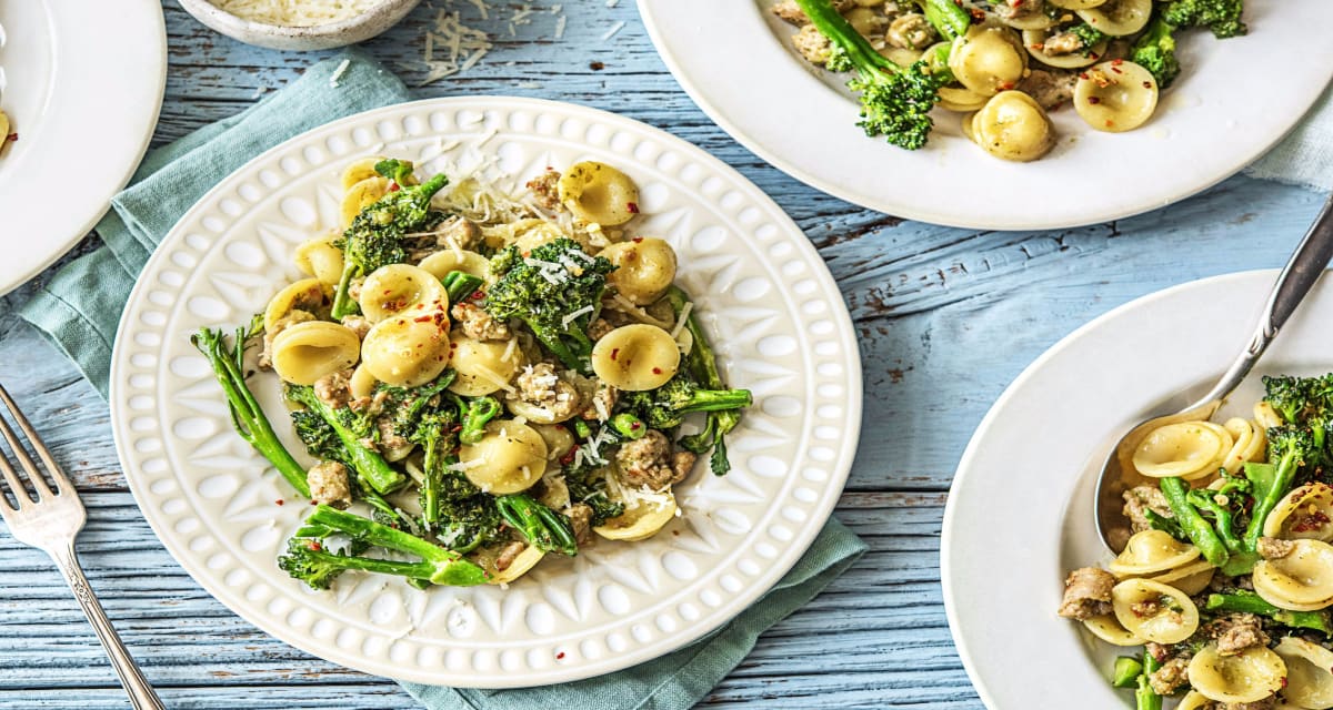 Pesto Pasta with Sausage and Baby Broccoli Recipe | HelloFresh