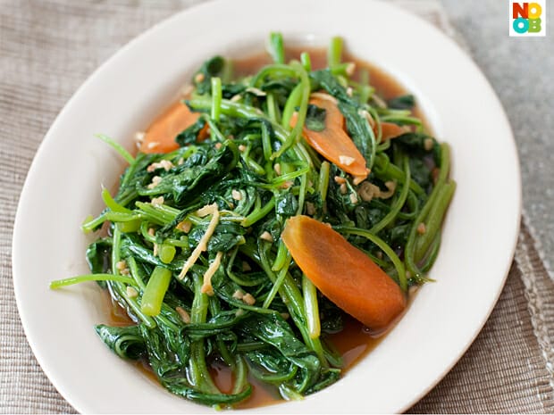 Stir-fried Spinach with Ikan Bilis Recipe | Noob Cook Recipes